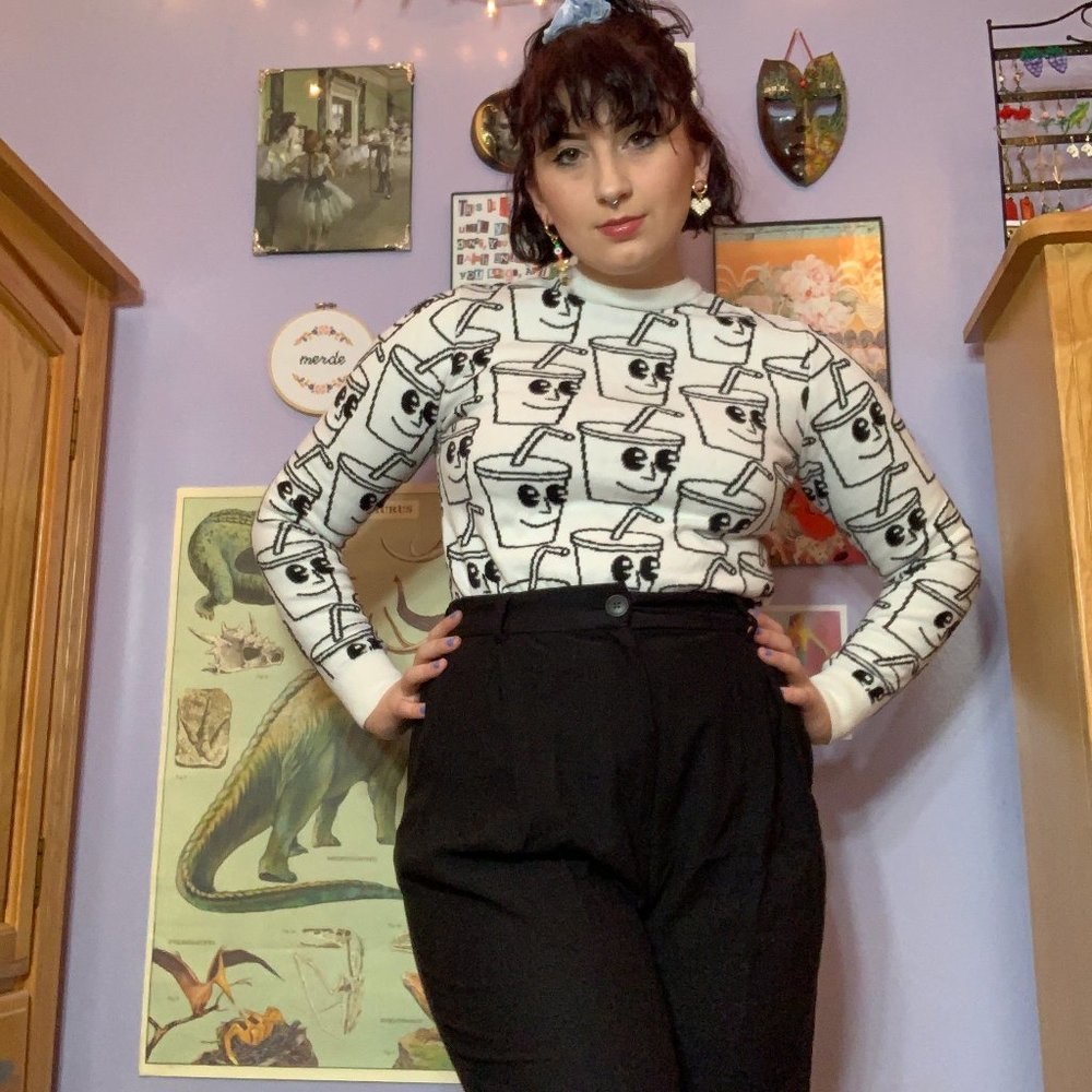 Cute Primark sweater with smiling soda cups 🥤 🙂